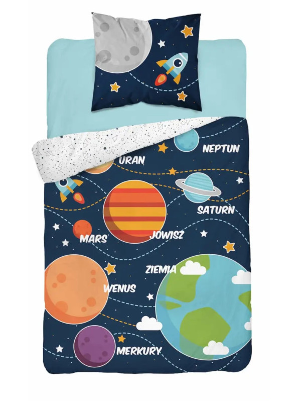 POŚCIEL 140x200 ŚWIECĄCA W CIEMNOŚCI KOSMOS PLANETY 3038_A
