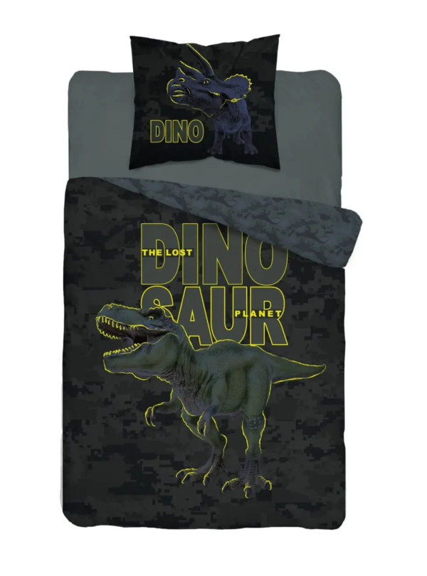 POŚCIEL 160x200 ŚWIECĄCA W CIEMNOŚCI DINOZAUR TYRANOZAUR T-REX
