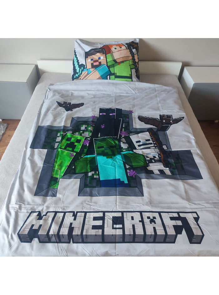 POŚCIEL 140x200 MINECRAFT ALEX STEVE CREEPER SKELETON ENDERMAN MNC-496