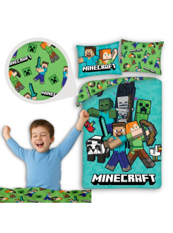 POŚCIEL 140x200 MINECRAFT ALEX STEVE NIEBIESKA MNC-744