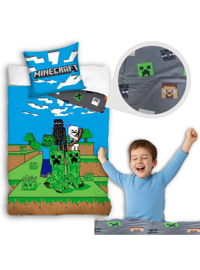 POŚCIEL 140x200 MINECRAFT CREEPER SKELETON ENDERMAN