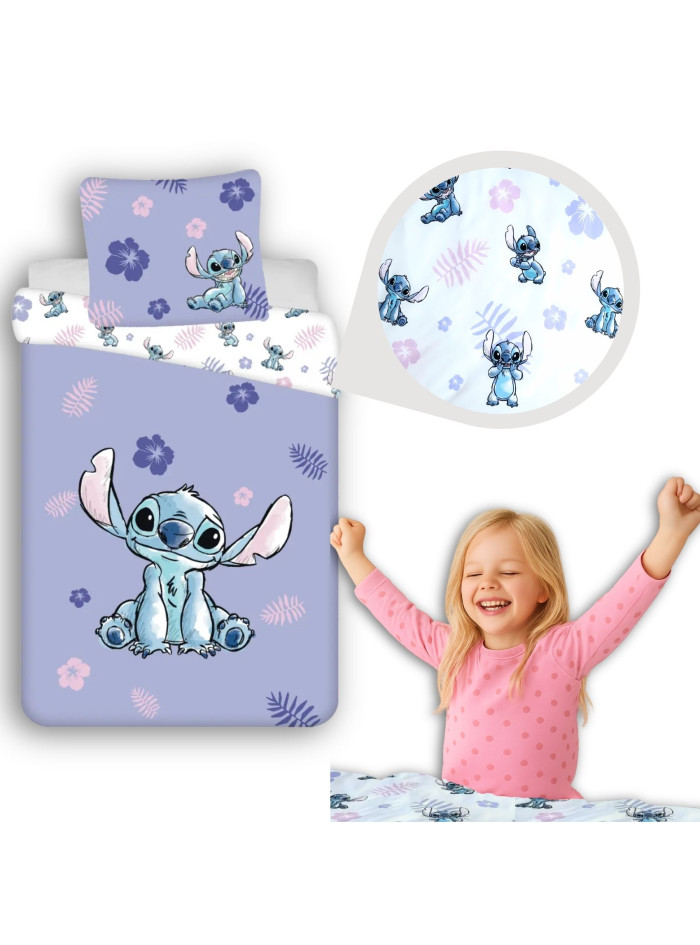 KOMPLET POŚCIELI MŁODZIEŻOWEJ 160x200 LILO I STITCH DISNEY FIOLETOWY