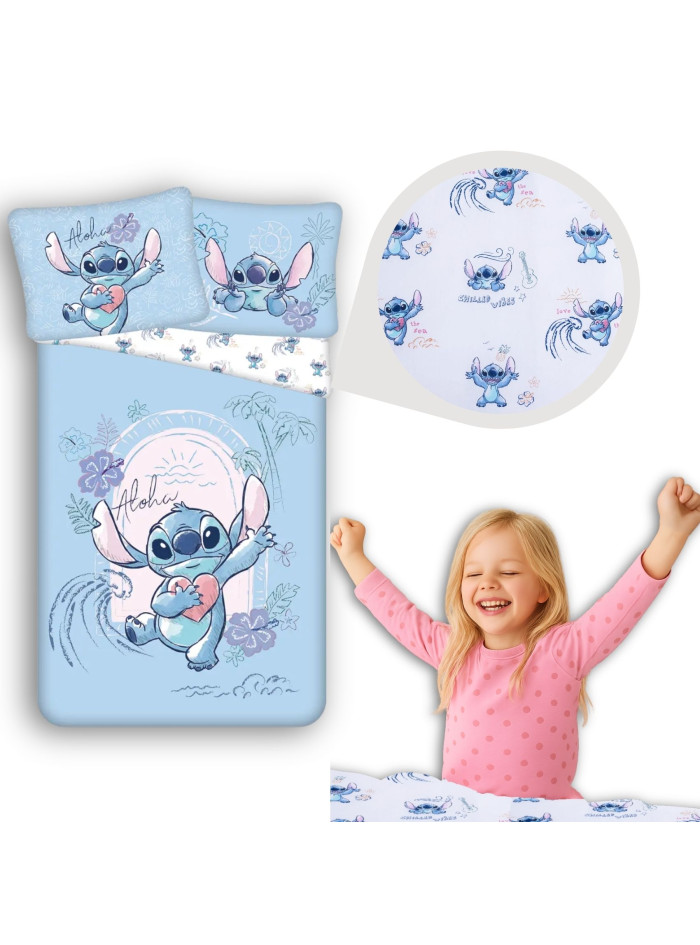 KOMPLET POŚCIELI 140x200 LILO I STITCH DISNEY NIEBIESKA ALOHA