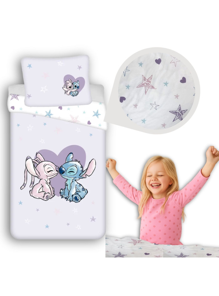 KOMPLET POŚCIELI MŁODZIEŻOWEJ 140x200 LILO I STITCH DISNEY FIOLETOWY LS-02