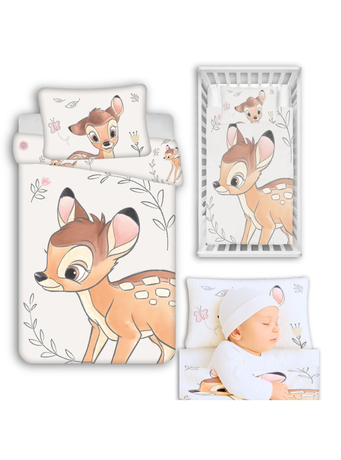 POŚCIEL DO ŁÓŻECZKA 100x135 JELONEK BAMBI BEŻOWA