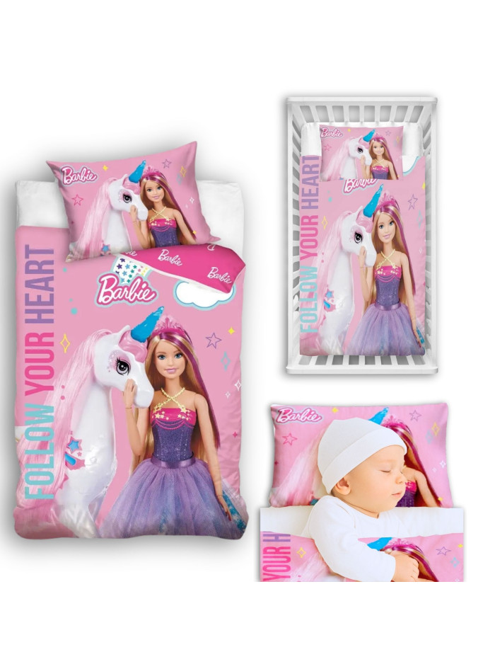 POŚCIEL BAWEŁNIANA 100x135 DZIECIĘCA DO ŁÓŻECZKA BARBIE KSIĘŻNICZKA KUCYK