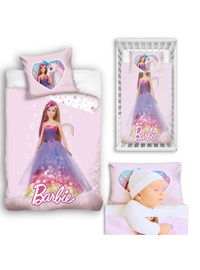 POŚCIEL BAWEŁNIANA 100x135 DZIECIĘCA DO ŁÓŻECZKA BARBIE KSIĘŻNICZKA SUKNIA