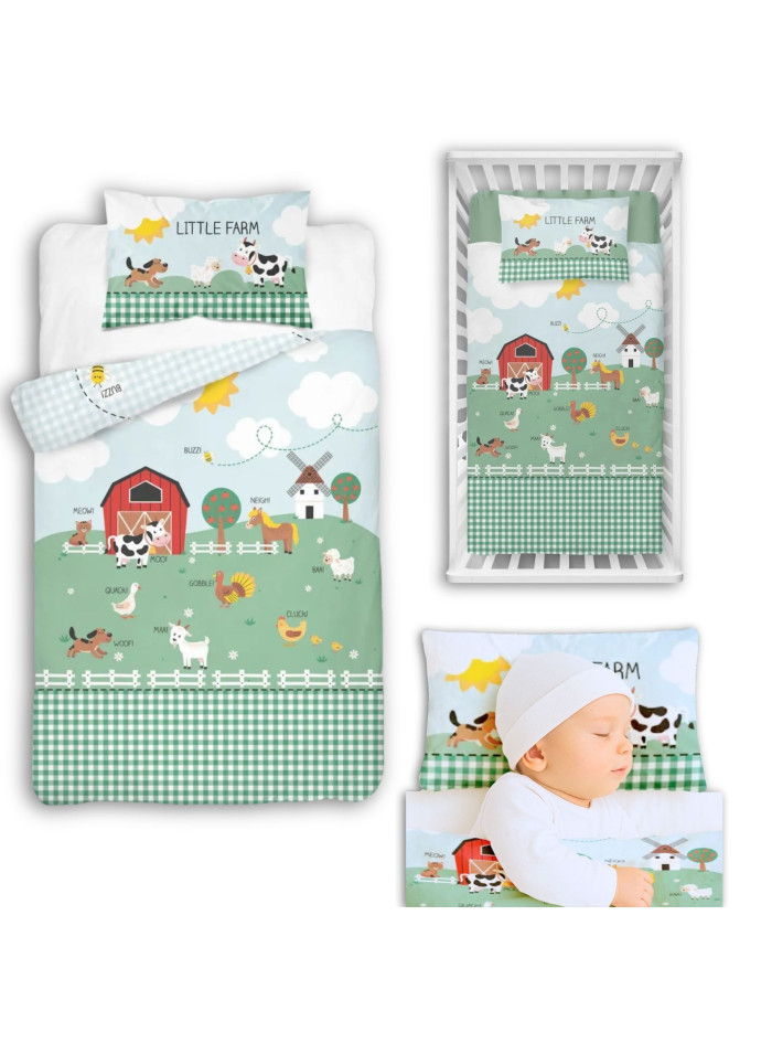 POŚCIEL DO ŁÓŻECZKA 90x120 CZERWONA MAŁA FARMA