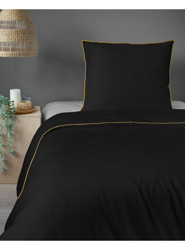 KOMPLET POŚCIELI 140x200 MAKOSATYNA PURE CZARNA