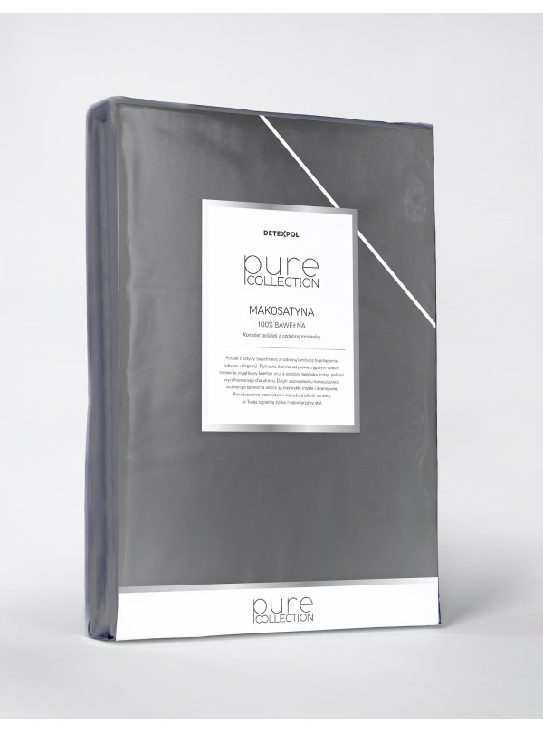 KOMPLET POŚCIELI 180x200 MAKOSATYNA PURE CIEMNOSZARA