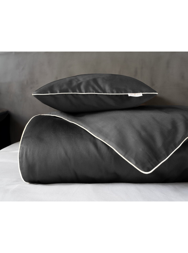 KOMPLET POŚCIELI 200x220 MAKOSATYNA PURE CIEMNOSZARA