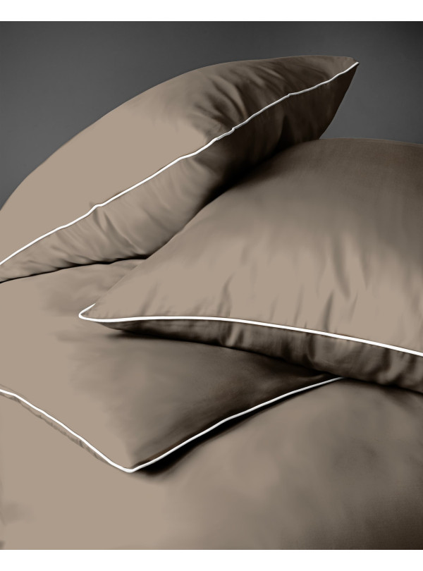 KOMPLET POŚCIELI 180x200 MAKOSATYNA PURE TAUPE BRĄZOWA