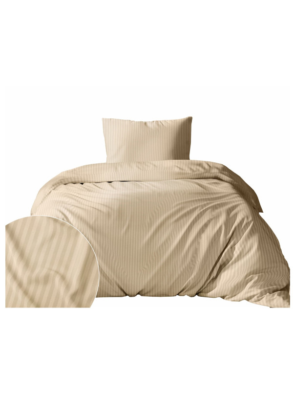 POŚCIEL 140x200 PIASKOWOBEŻOWA Z ADAMASZKU HOTELOWA PREMIUM