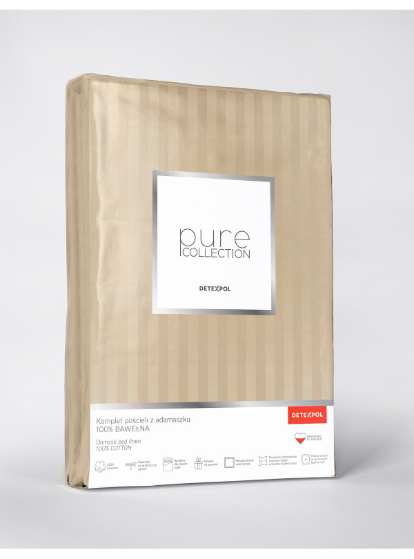 POŚCIEL 140x200 PIASKOWOBEŻOWA Z ADAMASZKU HOTELOWA PREMIUM