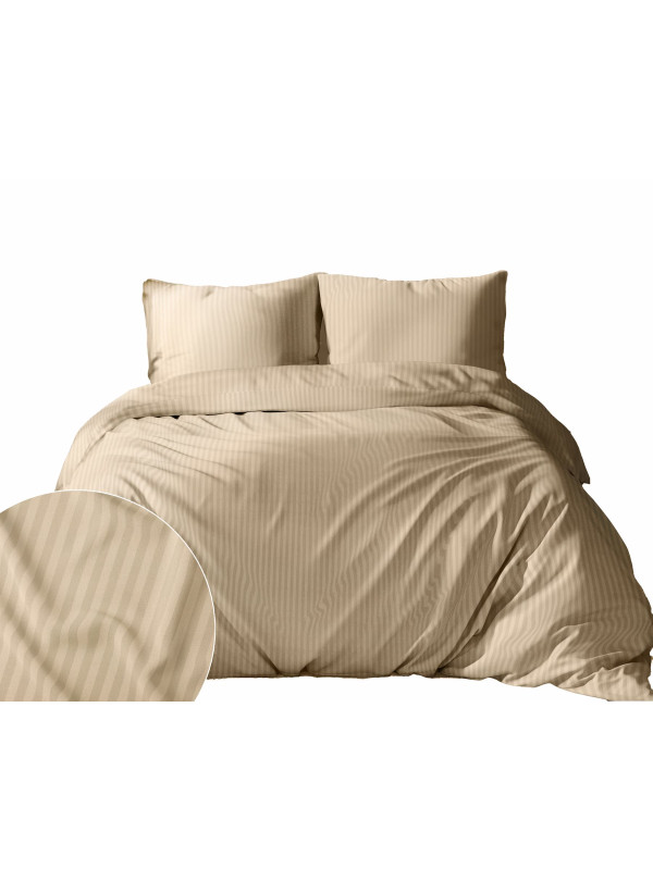 POŚCIEL 200x220 PIASKOWOBEŻOWA Z ADAMASZKU HOTELOWA PREMIUM