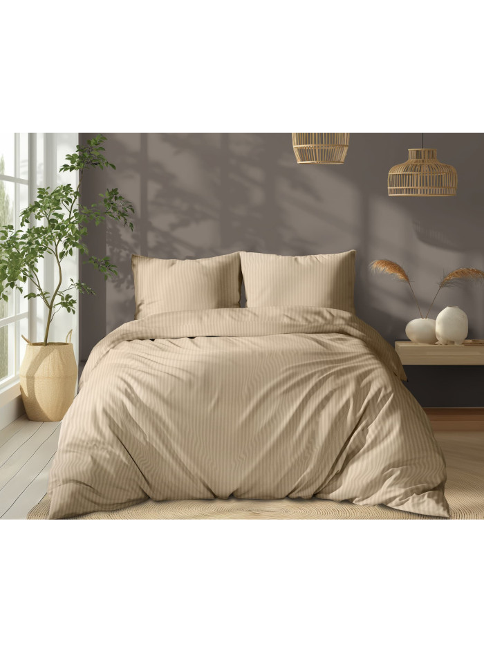 POŚCIEL 200x220 PIASKOWOBEŻOWA Z ADAMASZKU HOTELOWA PREMIUM