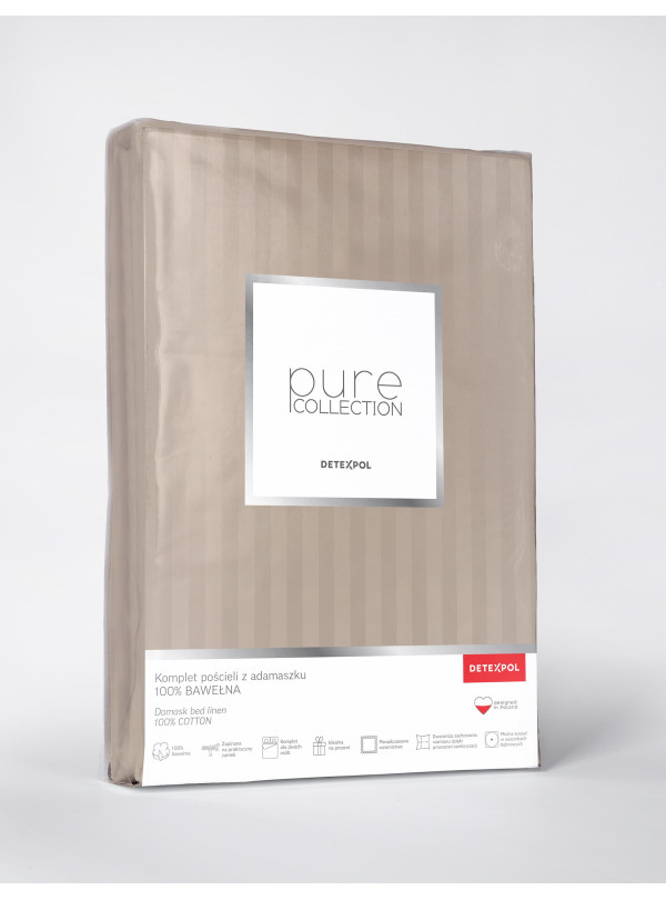 KOMPLET POŚCIELI 180x200 ADAMASZEK TAUPE HOTELOWA PREMIUM