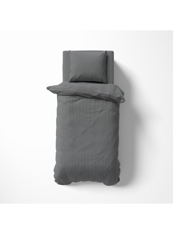 KOMPLET POŚCIELI 140x200 ADAMASZEK CIEMNOSZARA HOTELOWA PREMIUM