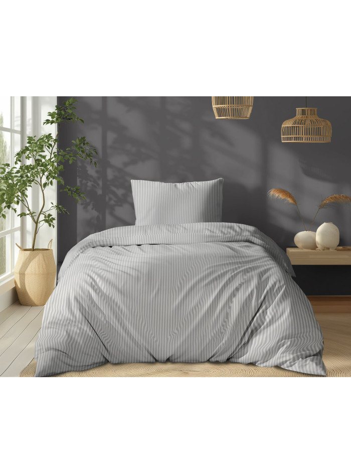 KOMPLET POŚCIELI 140x200 ADAMASZEK JASNOSZARA HOTELOWA PREMIUM