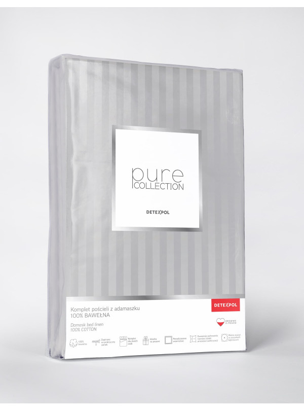KOMPLET POŚCIELI 140x200 ADAMASZEK JASNOSZARA HOTELOWA PREMIUM