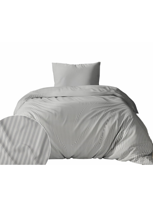 KOMPLET POŚCIELI 140x200 ADAMASZEK JASNOSZARA HOTELOWA PREMIUM