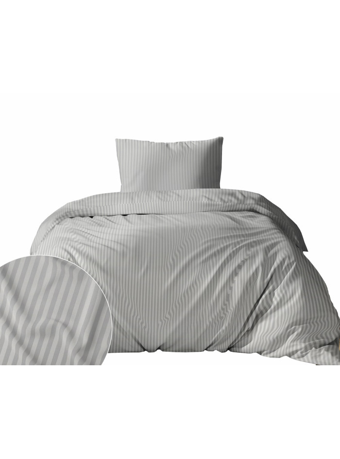 KOMPLET POŚCIELI 140x200 ADAMASZEK JASNOSZARA HOTELOWA PREMIUM