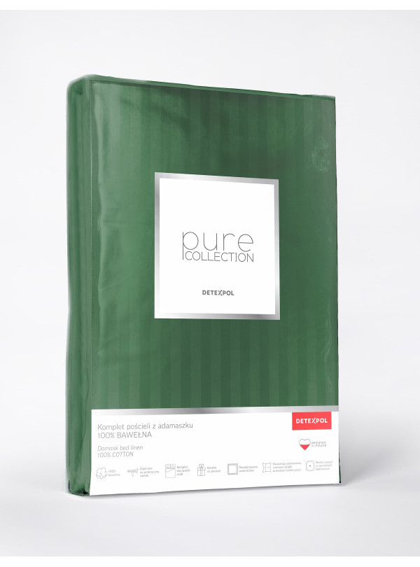 POŚCIEL 200x220 ZIELONA Z ADAMASZKU HOTELOWA PREMIUM