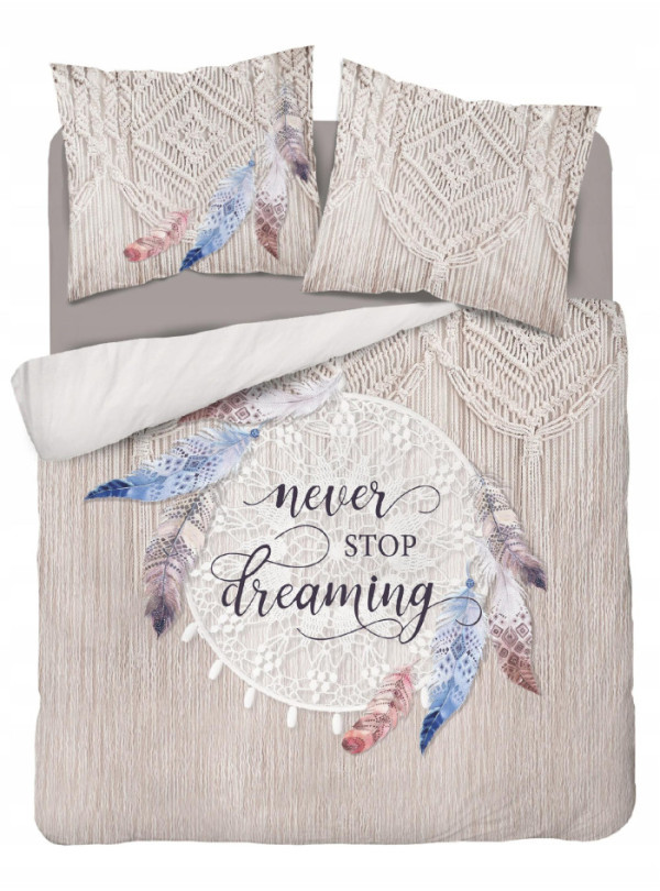POŚCIEL BAWEŁNIANA 160x200 NEVER STOP DREAMING