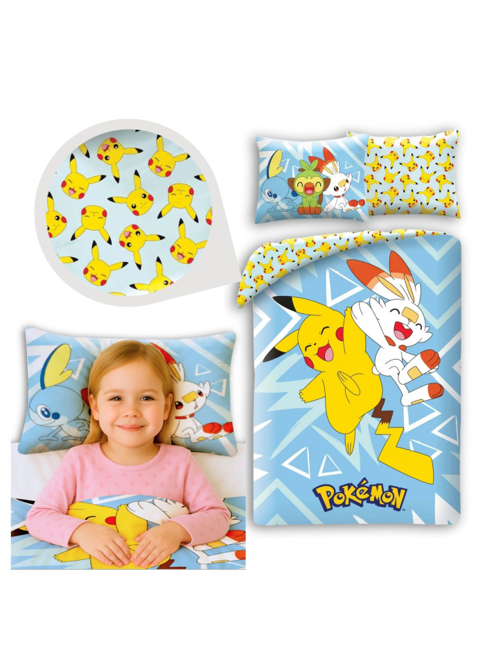 POŚCIEL 140x200 POKEMON PIKACHU NIEBIESKA