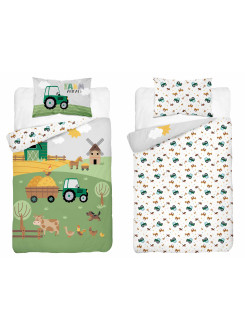 POŚCIEL DO ŁÓŻECZKA 90x120 ZIELONA MAŁA FARMA TRAKTOR 5003_B 2