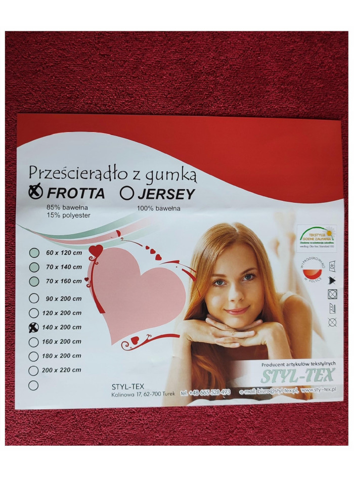 Prześcieradło Frotte z gumką 140x200 Czerwone