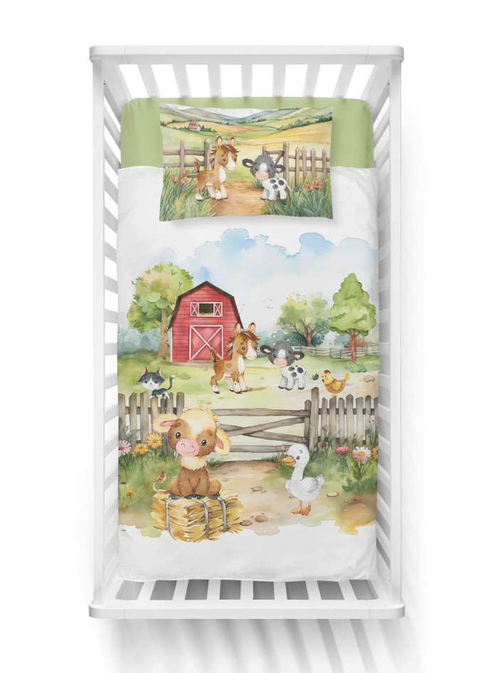 POŚCIEL DO ŁÓŻECZKA 90x120 WIEŚ FARMA BIAŁA 5140_A