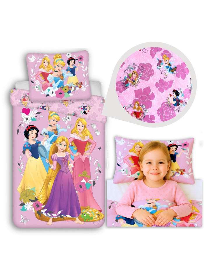 POŚCIEL BAWEŁNIANA 160x200 KSIĘŻNICZKI DISNEY ROSZPUNKA ŚNIEŻKA