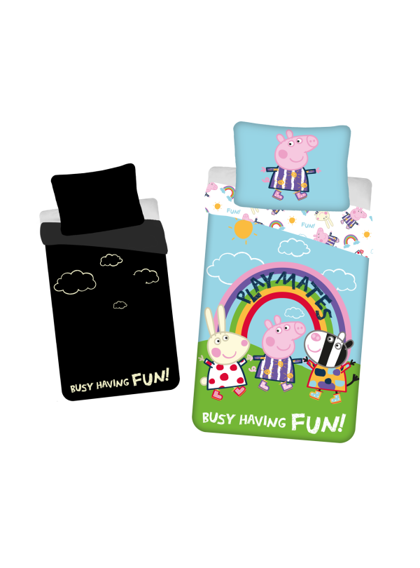 POŚCIEL 140x200 ŚWIECĄCA W CIEMNOŚCI ŚWINKA PEPPA PGLOW-03