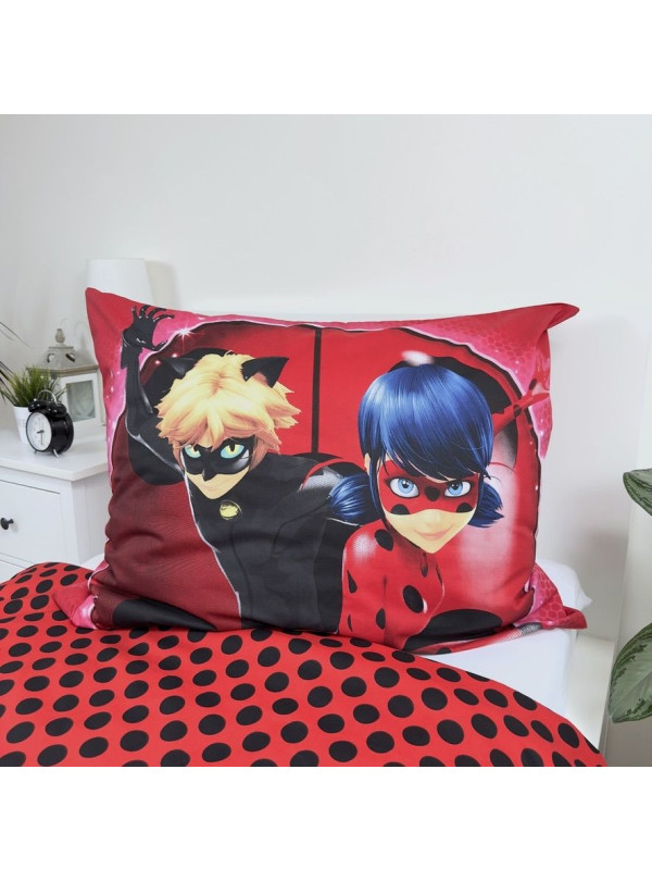 POŚCIEL BAWEŁNIANA 140x200 MIRACULOUS BIEDRONKA I KOT