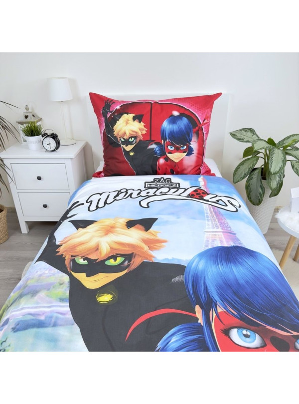 POŚCIEL BAWEŁNIANA 140x200 MIRACULOUS BIEDRONKA I KOT