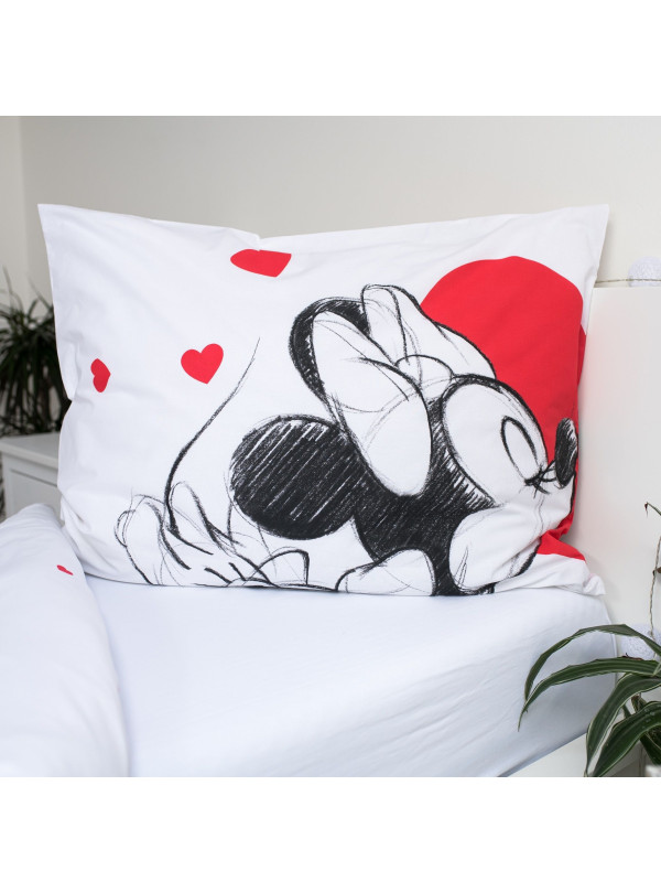 KOMPLET POŚCIELI 140x200 MYSZKA MIKI MINI MIŁOŚĆ SERCE