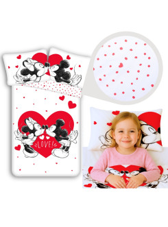 KOMPLET POŚCIELI 140x200 MYSZKA MIKI MINI MIŁOŚĆ SERCE