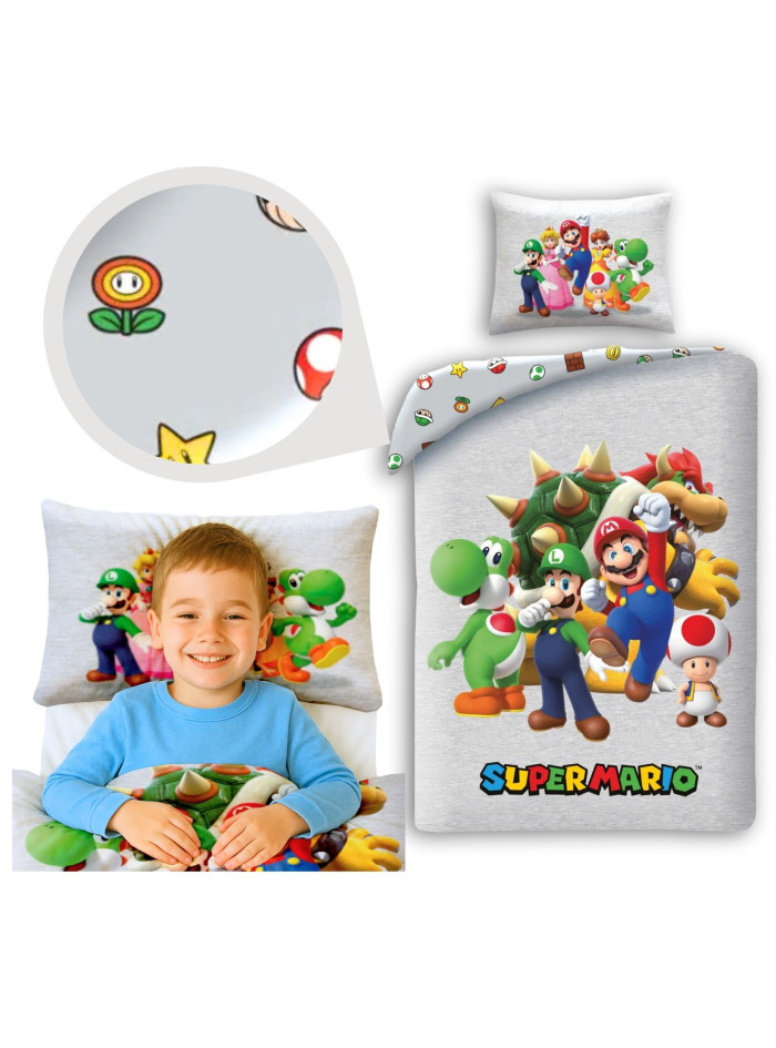 POŚCIEL 140x200 SUPER MARIO BROS LUIGI NIEBIESKA