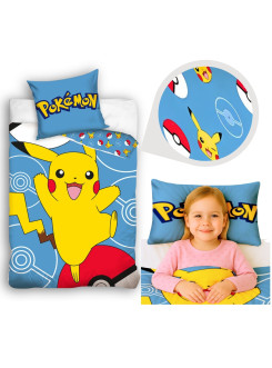 POŚCIEL BAWEŁNIANA 140x200 POKEMON PIKACHU POKEBALL
