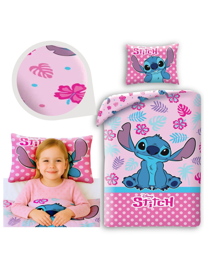 KOMPLET POŚCIELI 140x200 LILO I STITCH DISNEY RÓŻOWA LS-3618BL