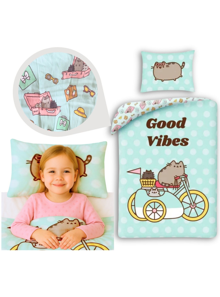POŚCIEL 160x200 KOT PUSHEEN GOOD VIBES