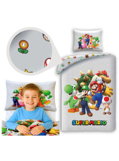 POŚCIEL 140x200 SUPER MARIO BROS LUIGI SZARA