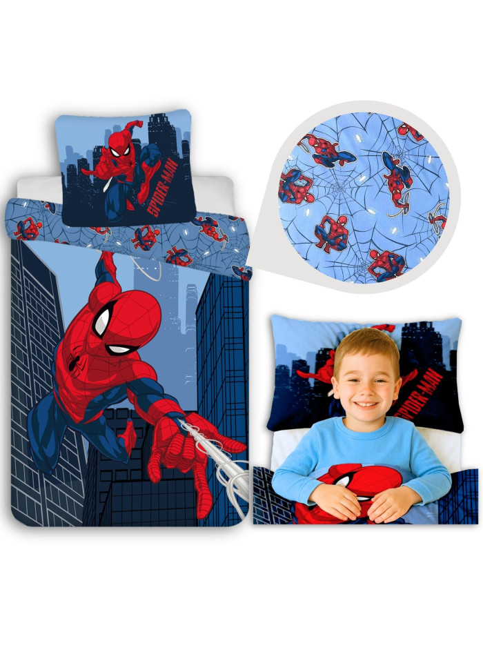 POŚCIEL DZIECIĘCA BAWEŁNIANA 160x200 SPIDERMAN