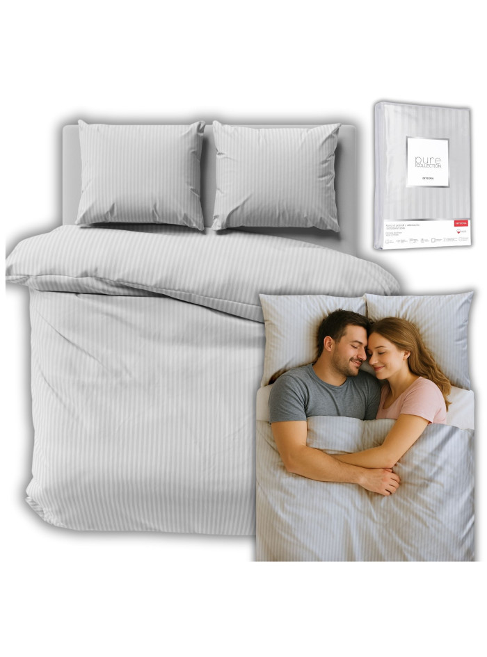 KOMPLET POŚCIELI POŚCIEL 200x220 ADAMASZEK SREBRNA SILVER HOTELOWA PREMIUM