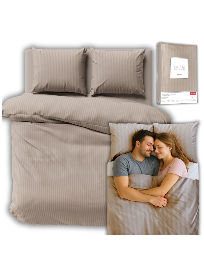 KOMPLET POŚCIELI 200x220 ADAMASZEK TAUPE HOTELOWA PREMIUM