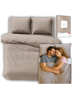 KOMPLET POŚCIELI 180x200 ADAMASZEK TAUPE HOTELOWA PREMIUM