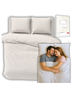 KOMPLET POŚCIELI 200x220 ADAMASZEK ECRUE HOTELOWA PREMIUM