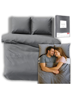 KOMPLET POŚCIELI 180x200 ADAMASZEK CIEMNOSZARA HOTELOWA PREMIUM
