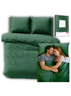 POŚCIEL 160x200 CIEMNOZIELONA Z ADAMASZKU